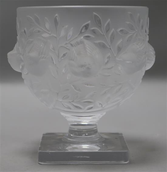A Lalique pedestal glass vase 5.5in.